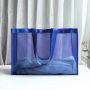 Custom Blue nylon mesh shopping bag transparent large capacity yoga fitness clothing store packaging bag 