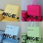 Custom print Large square fashion bouquet handbag holiday flower packaging pink gift bag floral gift bag