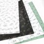 White clothing tissue paper with black logo 