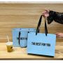 Custom matte printed Luxury Marble Paper Shopping Bag With Ribbon bow 