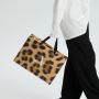 Custom leopard print women's clothing store shopping packaging paper bags with ribbon handle 