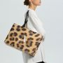 Custom leopard print women's clothing store shopping packaging paper bags with ribbon handle 